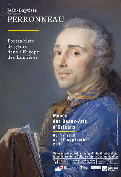 Affiche officielle de l'exposition Jean Baptiste Perronneau pour illustrer la visite guidée 18e siècle au musée des Beaux-Arts d'Orléans.