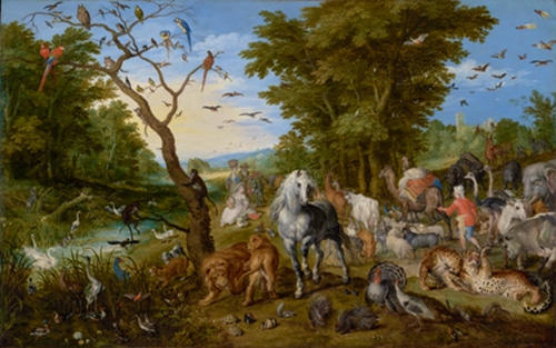 Photo d'une célèbre peinture sur bois de Jan Brughel de Velour pour illustrer la visite guidée peintures flamandes  au musée des Beaux Arts d'Orléans ; Orléans, Val de Loire, France.