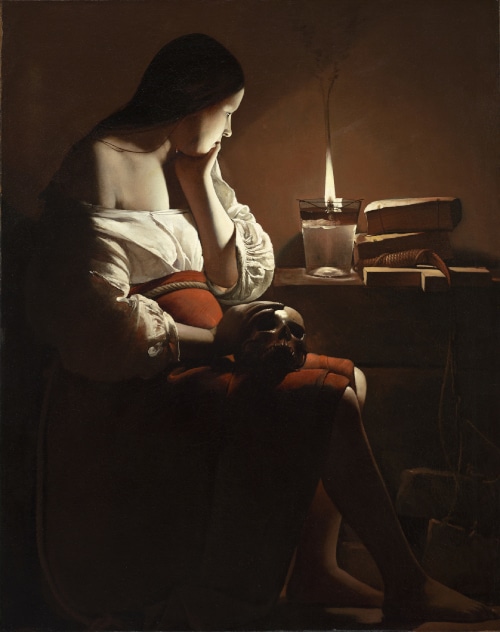 Photo of the Magdalen with the smoking flame painting By Georges de la Tour to illustrate 17th century private tour in Paris