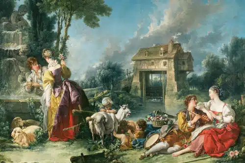 Photo a painting by François Foucher to illustrate  the 18th century Guided Tour ; Paris, France.