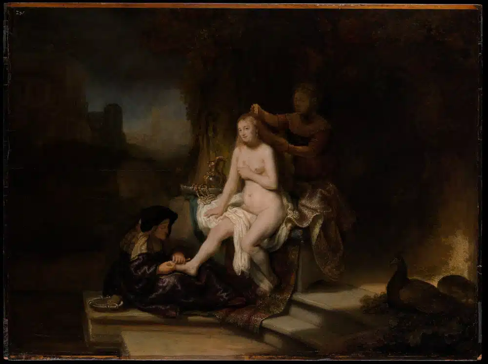 Photo of the painting "Toilet of Bathsheba" by Rembrand to illustrate the Flemish and Dutch Louvre tour. 