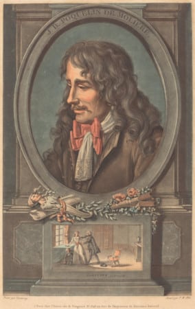 Molière portrait to illustrate the Saint-Germain-des-Prés private tour, Paris, France.