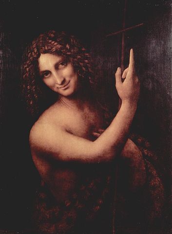 Saint John the Baptist by Leonardo da Vinci to illustrate the Louvre Italian Renaissance painting guided tour, Paris, France.