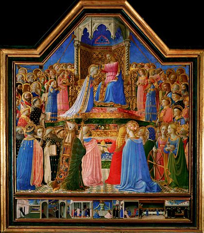 The coronation of the virgin by Fra Angelico to illustrate the Louvre Italian Renaissance Painting Guided Tour, Paris, France.
