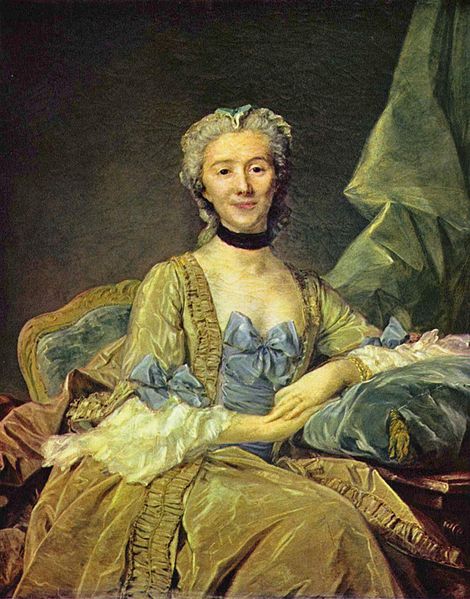 Oil painting Madame de Sorquainville - Jean Baptiste Perronneau to illustrate 18th century French painting tour at the Louvre.