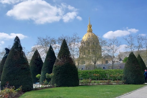 Photo of the Dome of the Invalides from Musee Rodin garden.