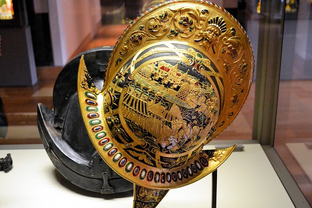 Morion (helmet) of the king charles IX of France by Pierre Reddon.