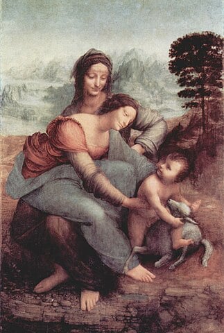 Da Vinci paintings in the louvre: The Virgin and Child with Saint Anne by Leonardo da Vinci.