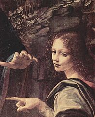 Leonardo da Vinci - The Virgin of the Rocks - Louvre version - Detail of Christ Child and angel.