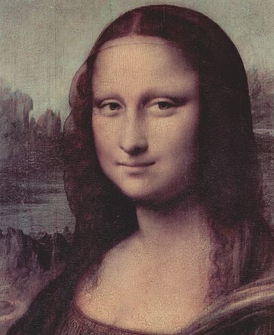 Da Vinci paintings in the louvre: Leonardo da Vinci Mona Lisa - Zoom on the face.