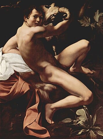 Michelangelo Merisi da Caravaggio - Saint John the Baptist (Youth_with_a_Ram) c. 1602.