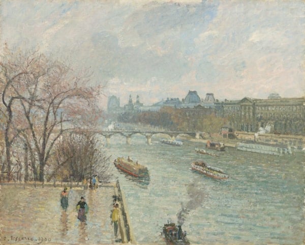 The Louvre Afternoon, Rainy Weather by Camille Pissarro, 1900.