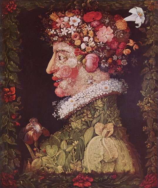 Strange portrait, a oil painting by Giuseppe Arcimboldi called "Spring".