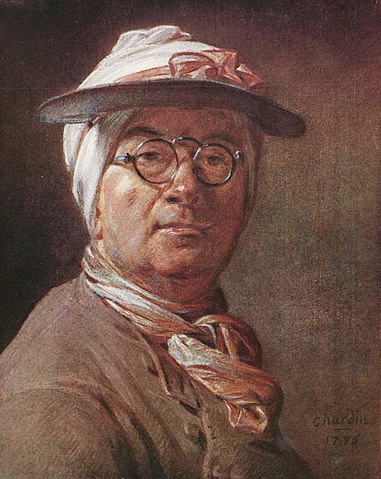 Famous painting of the Louvre: Jean-Siméon Chardin - Self-portrait Wearing Glasses.