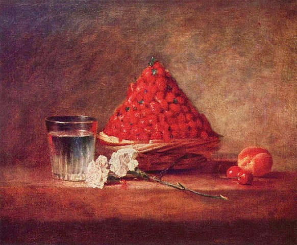 Louvre famous Paintings: Jean-Baptiste Siméon Chardin - The Basket of Wild Strawberries.