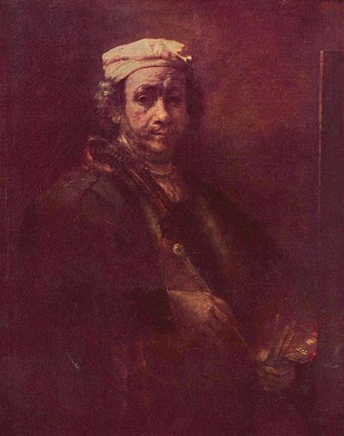 Rembrandt Harmensz van Rijn Self portrait at the Easel to illustrate the Flemish an Dutch painting tour in the Louvre.