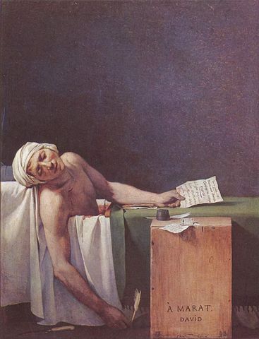 The Death of Marat by painter Jacques Louis David to illustrate the French Revolution tour.