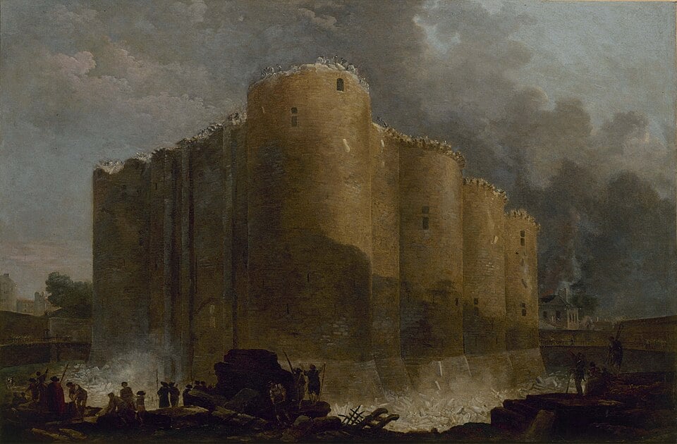 The Bastille in the first days of its Demolition by Painter Hubert Robert.
