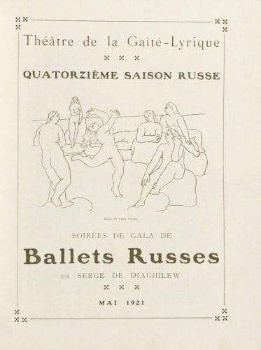 Ballets Russes by Serge de Diaghilew. Program from Gaité Lyrique - illustration by Picasso - May 1921 (36 pages).