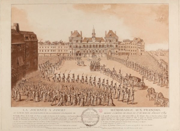 Arrival of the king Louis XVI at the Hotel de Ville de Paris. July 17th1789. Anonymous drawing. Broaden horizons French-Revolution Tour.