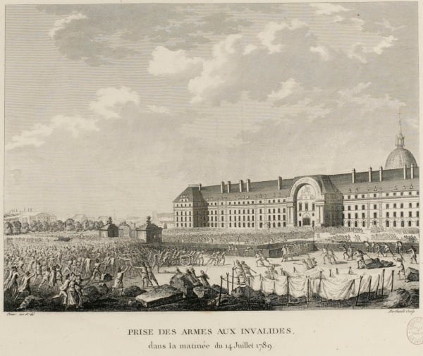 The Invalides under attack, July 14th 1789 in the morning. Paris , France.