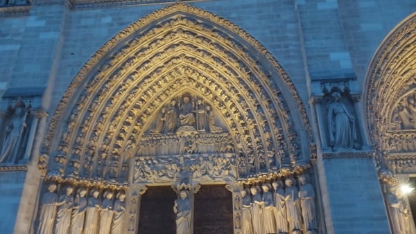Portal of the last judgment, western facade of Notre-Dame de Paris, Paris, France.