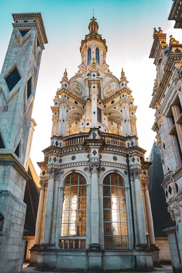 Gothic inspired central lantern of Chambord Castle.