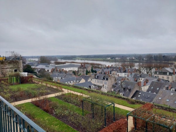 View on the Loire River from Jardins de l'Evêché terraces in Blois, Loire Valley, France.