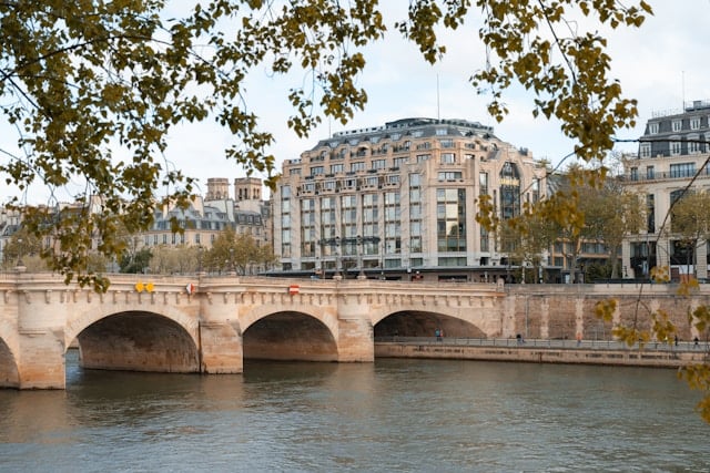The Hotel Cheval Blanc overlooking the Pont Neuf and the Seine River 